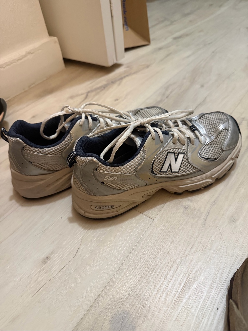 New Balance Women’s Silver and Navy Running Sneakers